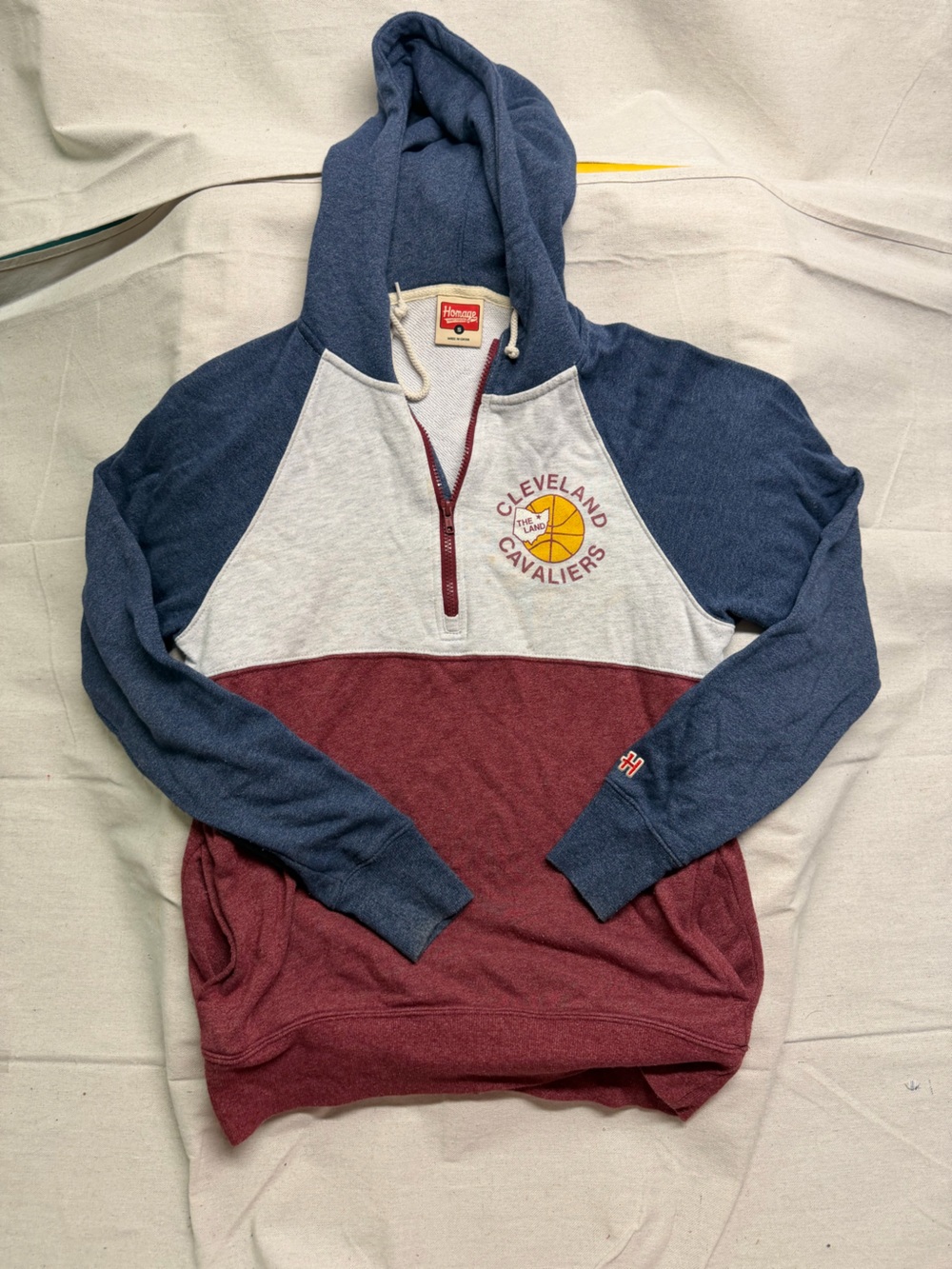 HOMAGE Cleveland Cavaliers Colorblock Half-Zip Hoodie - Navy/Gray/Maroon